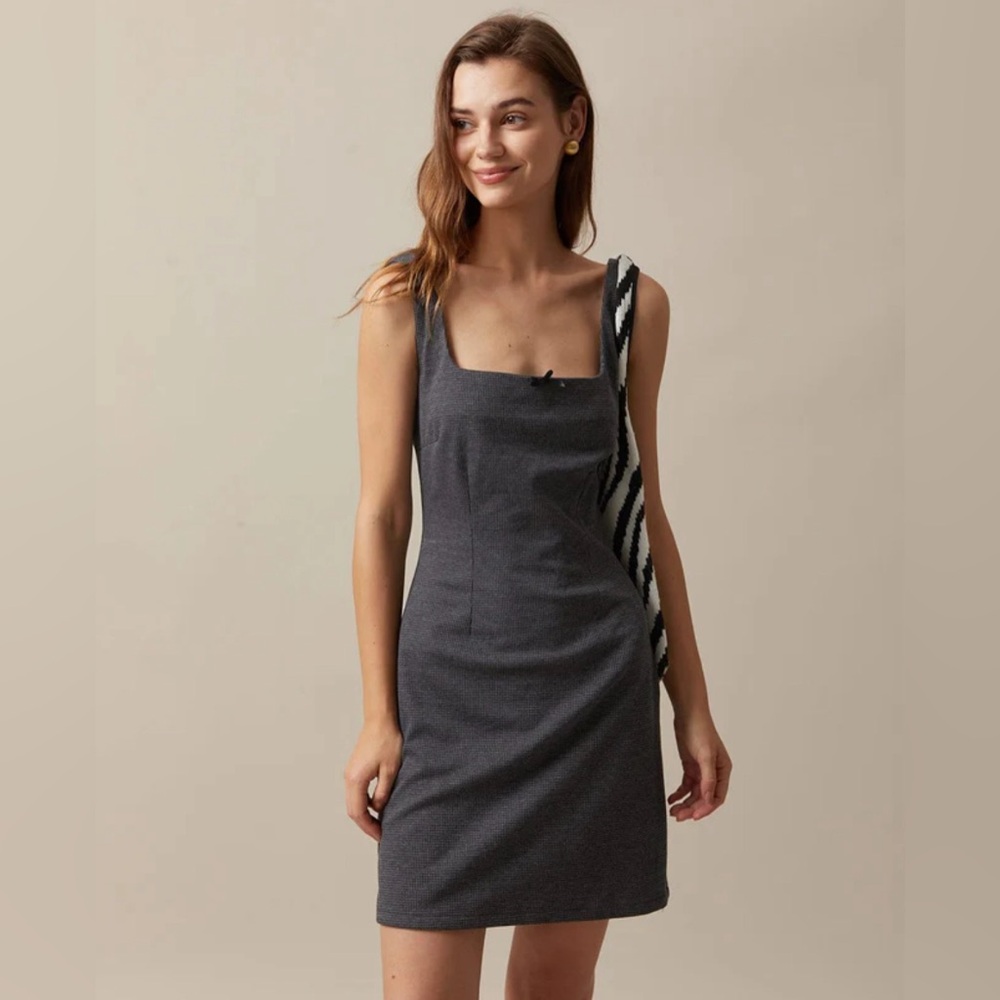 NWT RIHOAS The Black Square Neck Sleeveless Mini Dress Sz S